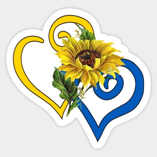 Sapphire Blue and Yellow Curvy Heart with Single Gold Sunflower Sticker